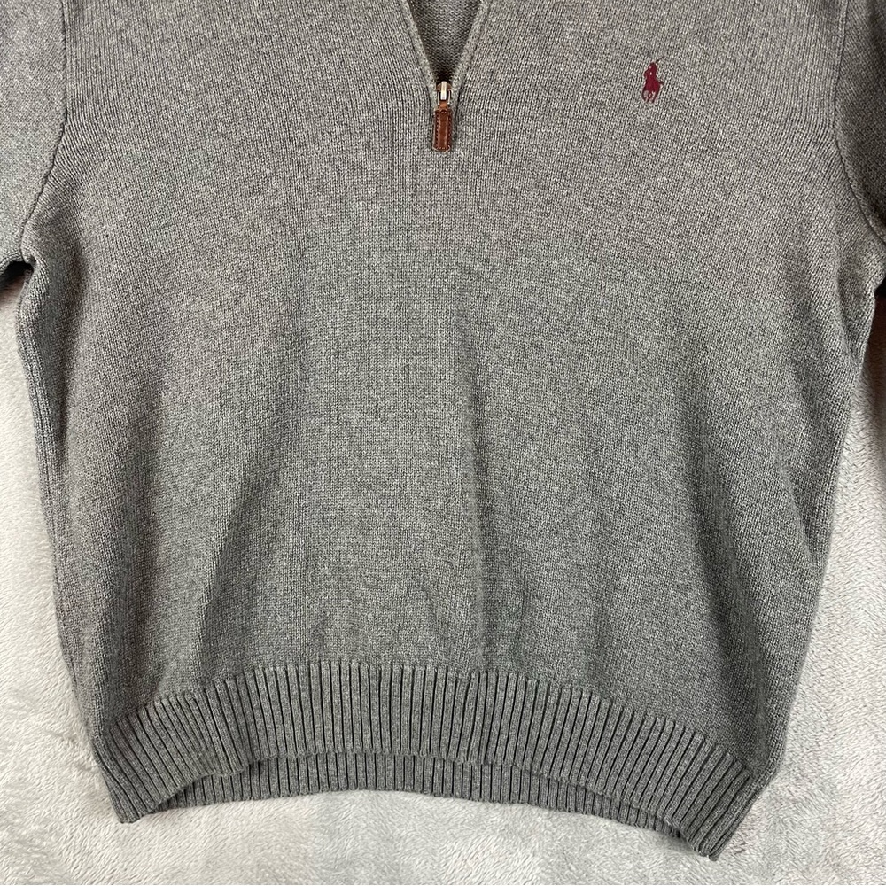Polo Ralph Lauren Mens Size XL Quarter Zip Mock Neck Gray Sweater 100% Cotton - Picture 4 of 16